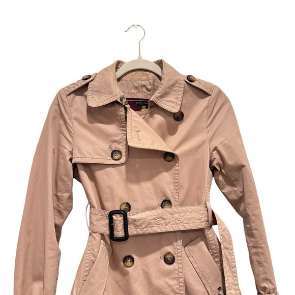 Teenie Weenie All That Bear Tan Khaki Double Breasted Belted Trench Coat Size S - Picture 5 of 16